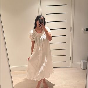 White straw London amber dress Anglaise puff sleeve cotton